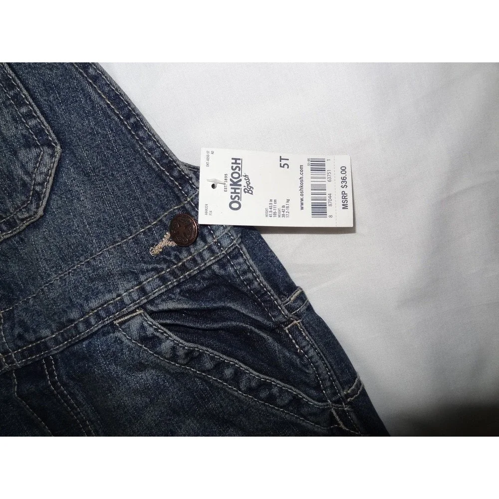 Boys OshKosh One-Piece Brooklyn overall conductor Bib Blue Jeans 18M - Picture 4 of 9
